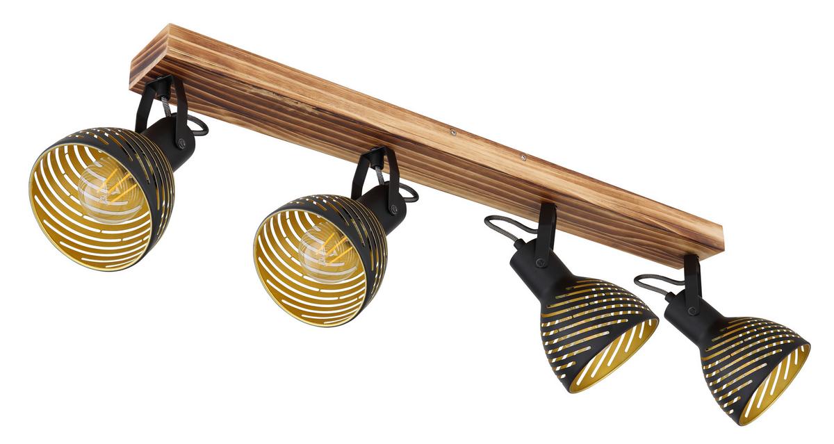 Strahler Lenna max. 40 Watt - Dunkelbraun/Goldfarben, Basics, Holz/Metall (80/12,5/25cm) - Globo