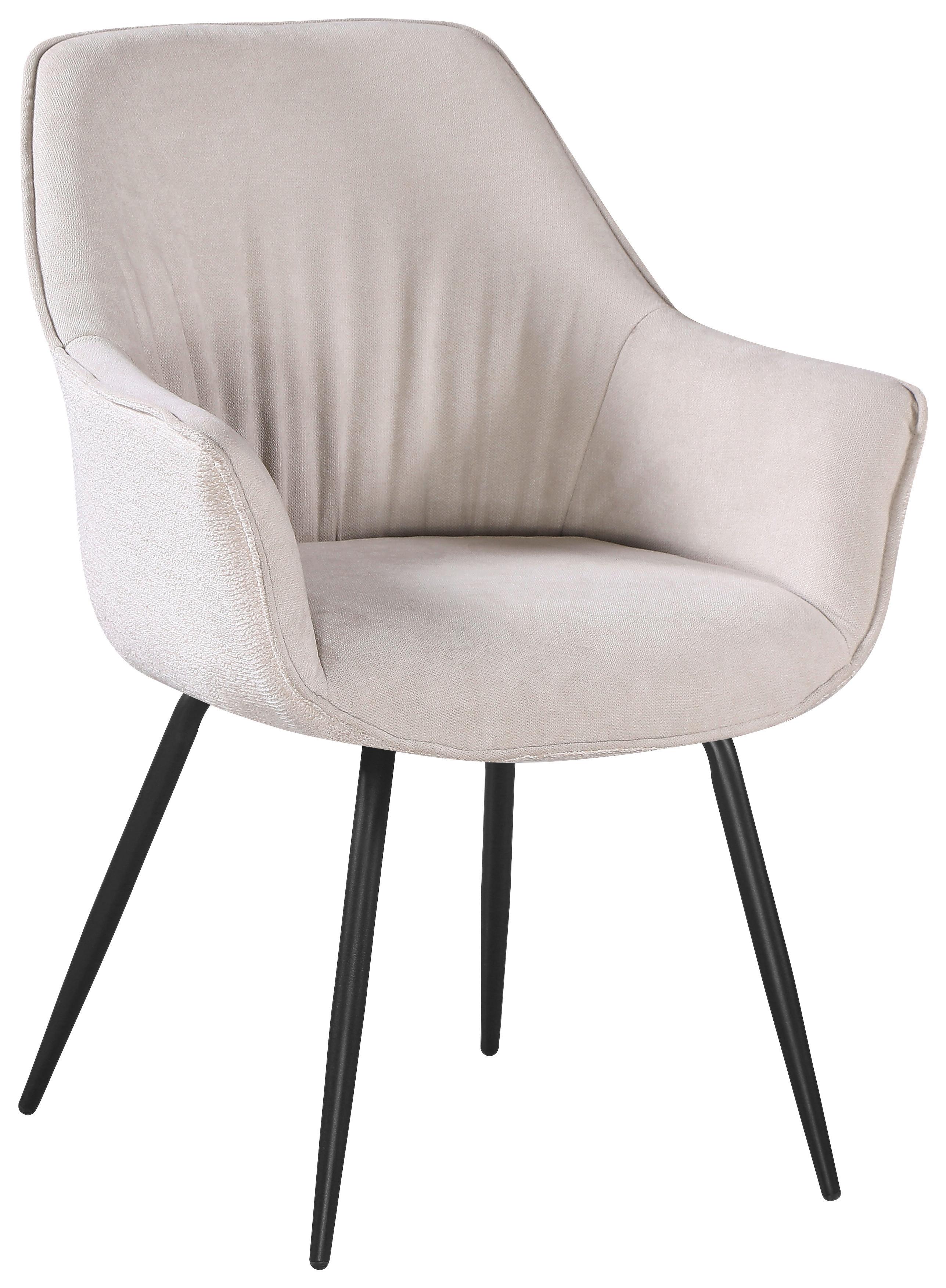 Armlehnstuhl Nova Beige - Beige/Schwarz, MODERN, Textil/Metall (64/85/62cm) - Premium Living