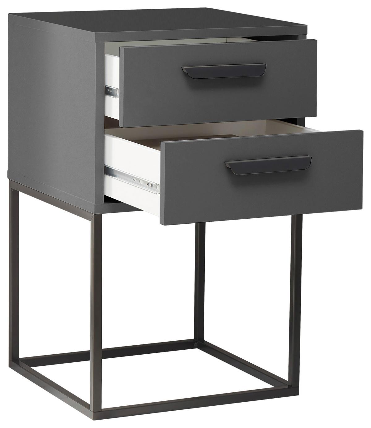 SZAFKA NOCNA SUNA - czarny/kolor grafitowy, Modern, materiał drewnopochodny/tworzywo sztuczne (40/65/38,5cm) - Livetastic