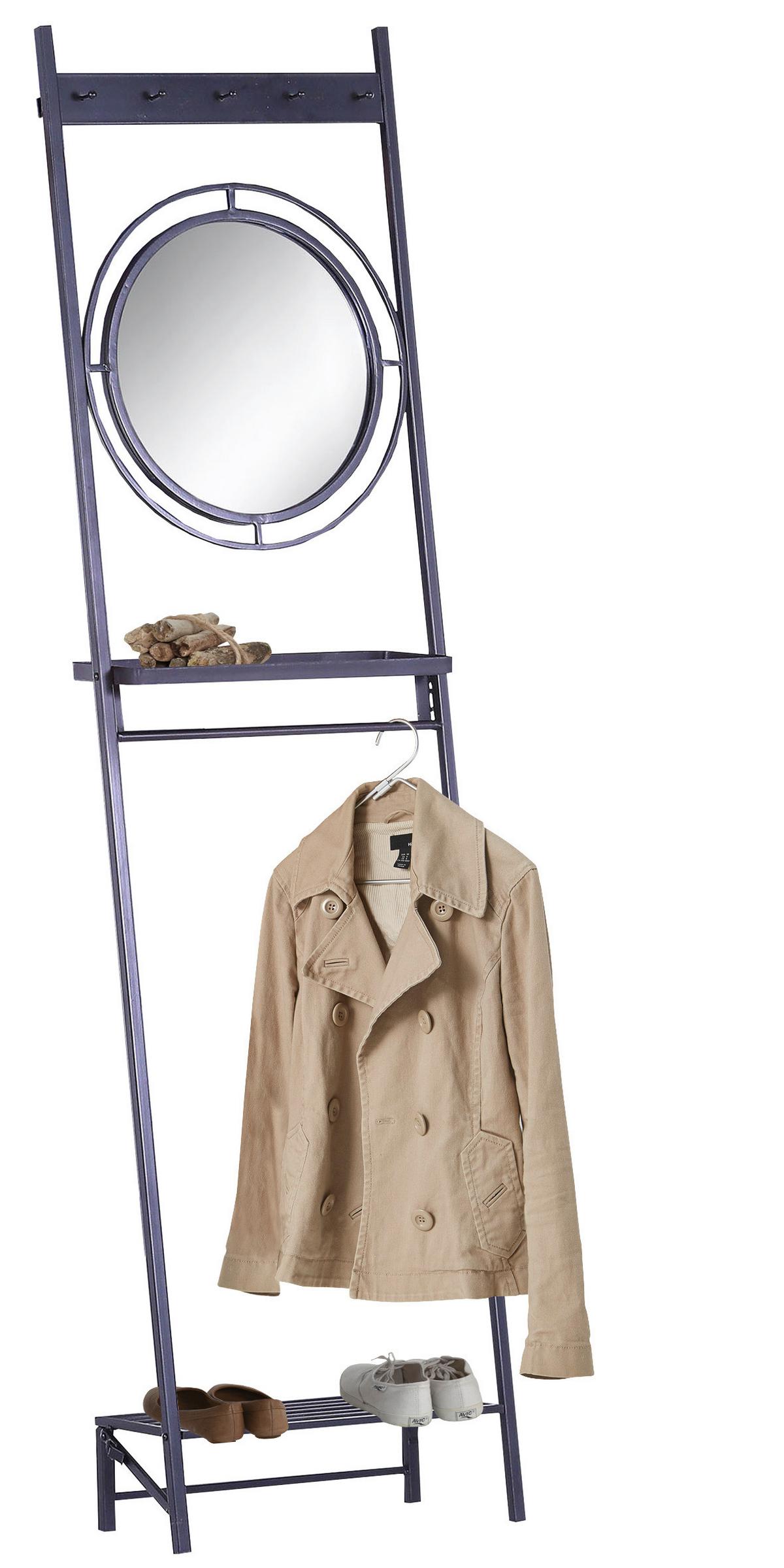Wandgarderobe in Schwarz - Schwarz, MODERN, Glas/Metall (45/170/20cm) - Mömax