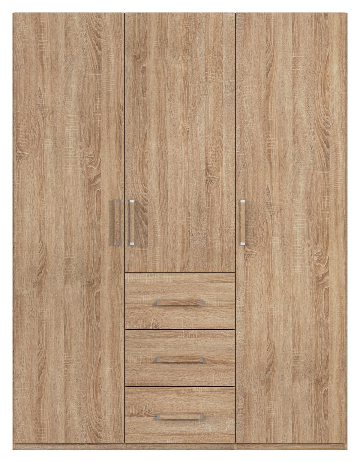 Omara S Klasičnimi Vrati Evelyn, Barva Hrasta - hrast sonoma/barve srebrnega hrasta, Design, umetna masa/leseni material (151/197/60cm) - Novel
