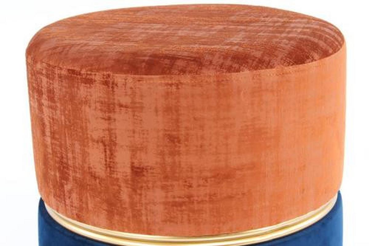 Hocker Pouf Samt/Eisen Terra Cotta H: 40 cm - Goldfarben/Terracotta, Basics, Kunststoff/Textil (40/40/40cm) - Kayoom