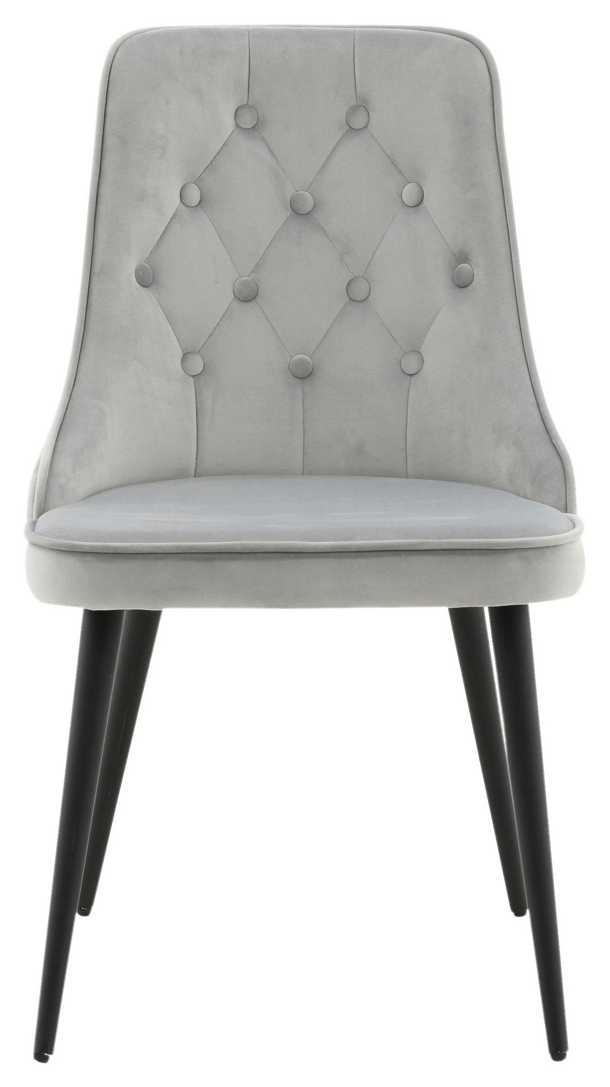 STUHL-SET VELVET DELUXE - Hellgrau/Schwarz, Design, Kunststoff/Textil (50/88,5/66cm) - Livetastic
