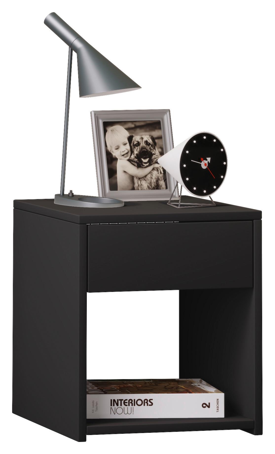 Nachtkästchen in Schwarz Sledo Mini - Schwarz, KONVENTIONELL, Holzwerkstoff (35/40/35cm) - MID.YOU