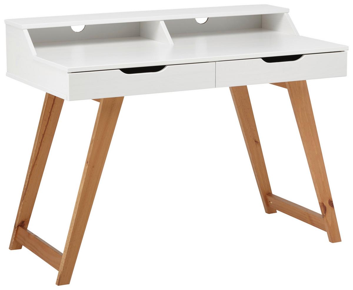Schreibtisch in Weiss/Walnuss - Weiss/Naturfarben, Modern, Holz/Holzwerkstoff (110/85/58cm) - Mömax