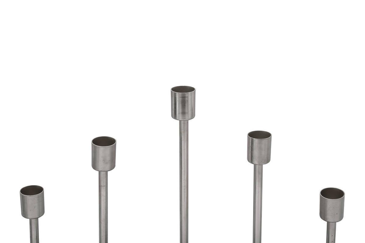 KERZENSTÄNDER KERZENHALTER ART DECO 525 - Silberfarben/Grau, Trend, Metall (40/9/40cm) - Kayoom