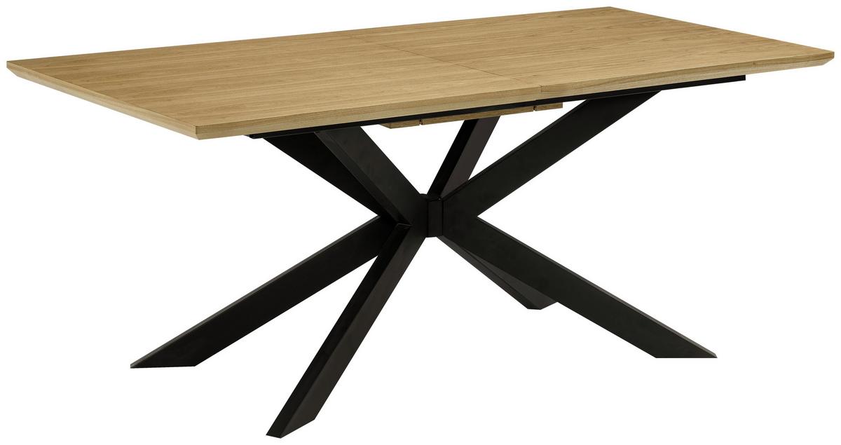 Raztegljiva Miza Kalmar, Barva Hrasta, Črna, 180-230x90 - črna/barve hrasta, Moderno, kovina/leseni material (180-230/90/76cm) - P & B