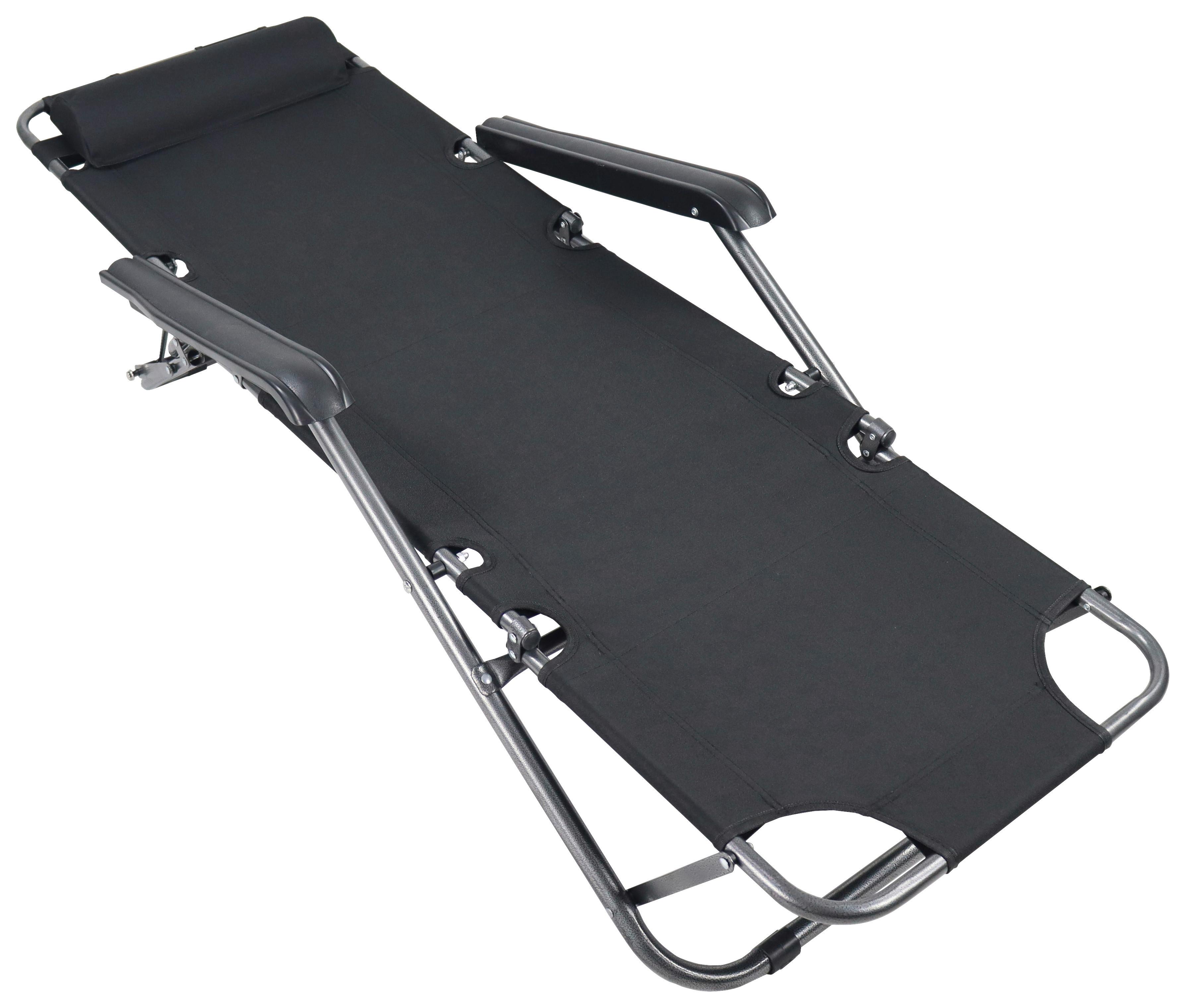 CHAISE LONGUE DE JARDIN MALTOSA - Schwarz, Modern, Kunststoff/Textil (95/60/13cm) - Ambia Garden
