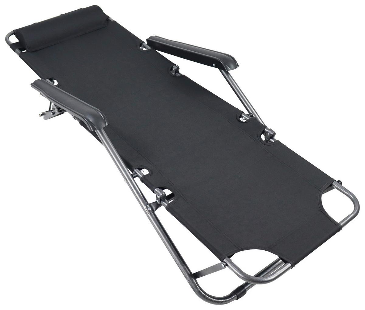 CHAISE LONGUE DE JARDIN MALTOSA - Schwarz, Modern, Kunststoff/Textil (60/27/153cm) - Ambia Garden