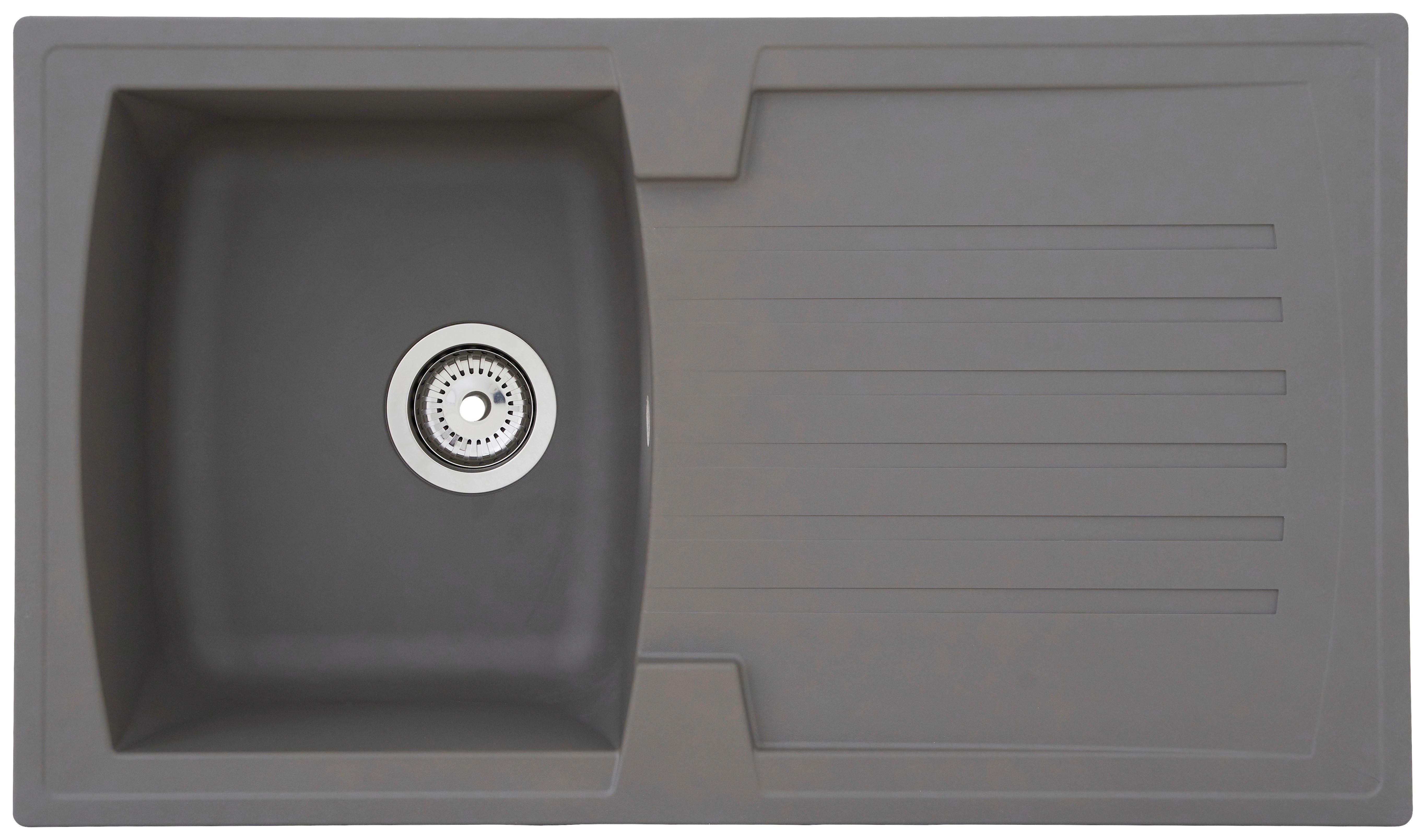 Spüle Boston Grau Kunststein B: ca. 86 cm - Grau, Trend, Glas/Kunststoff (86/20/50cm) - Respekta