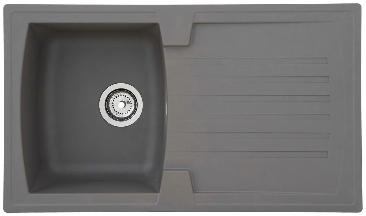 Spüle Boston Grau Kunststein B: ca. 86 cm - Grau, Trend, Glas/Kunststoff (86/20/50cm) - Respekta
