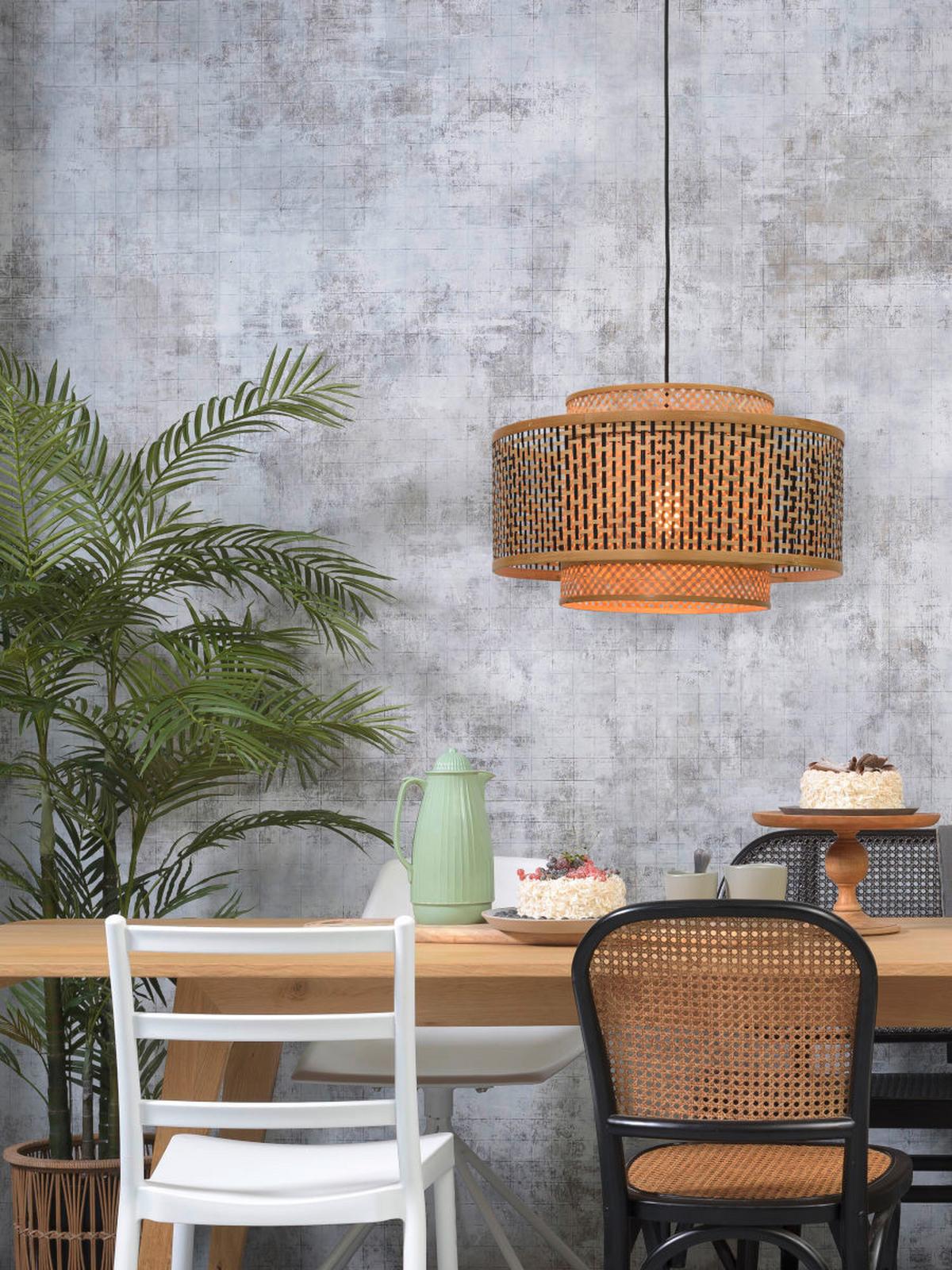 Viseča Svetilka Bhutan, Črna, Bambus - črna/rjava, Design, naravni materiali (53/236,5/53cm) - Good & Mojo