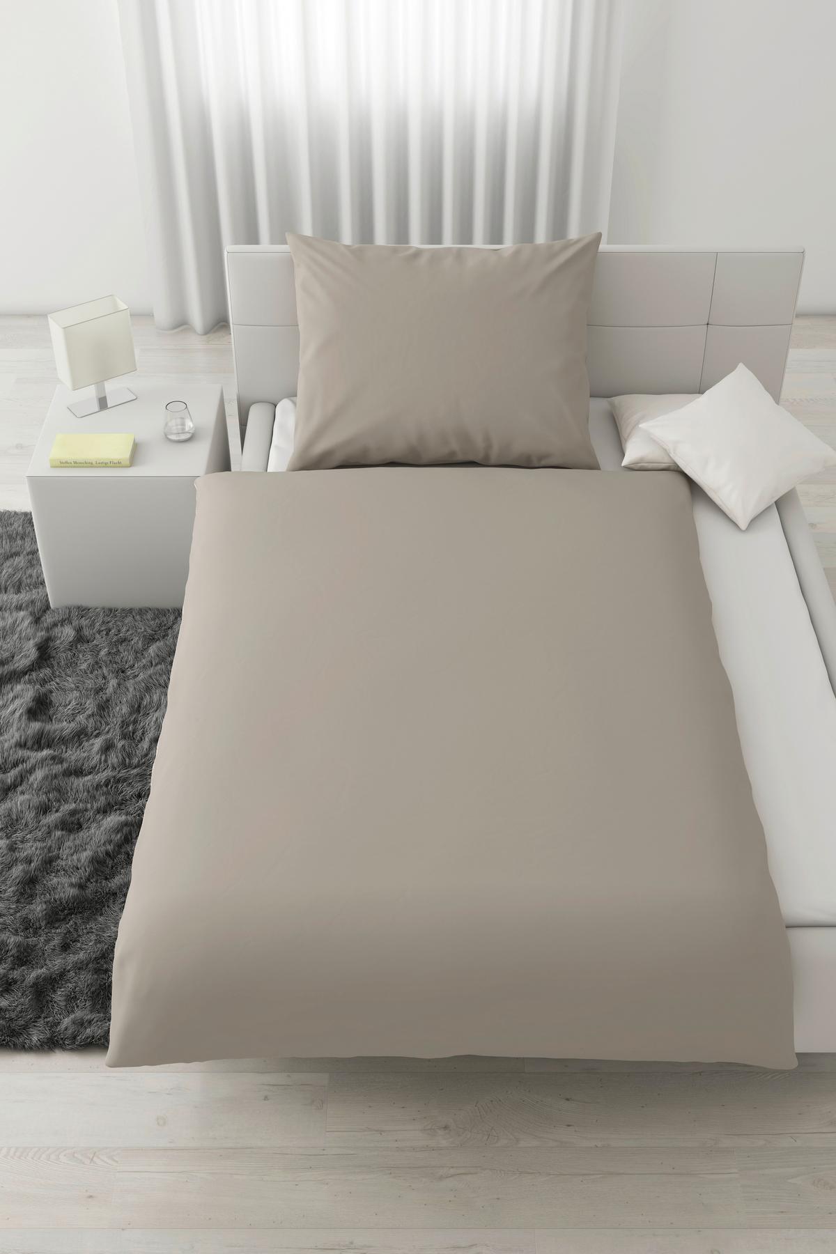 Bettwäsche Bio-Anna Uni Beige ca. 140x200cm - Beige, Natur, Textil (140/200cm) - ecoTree