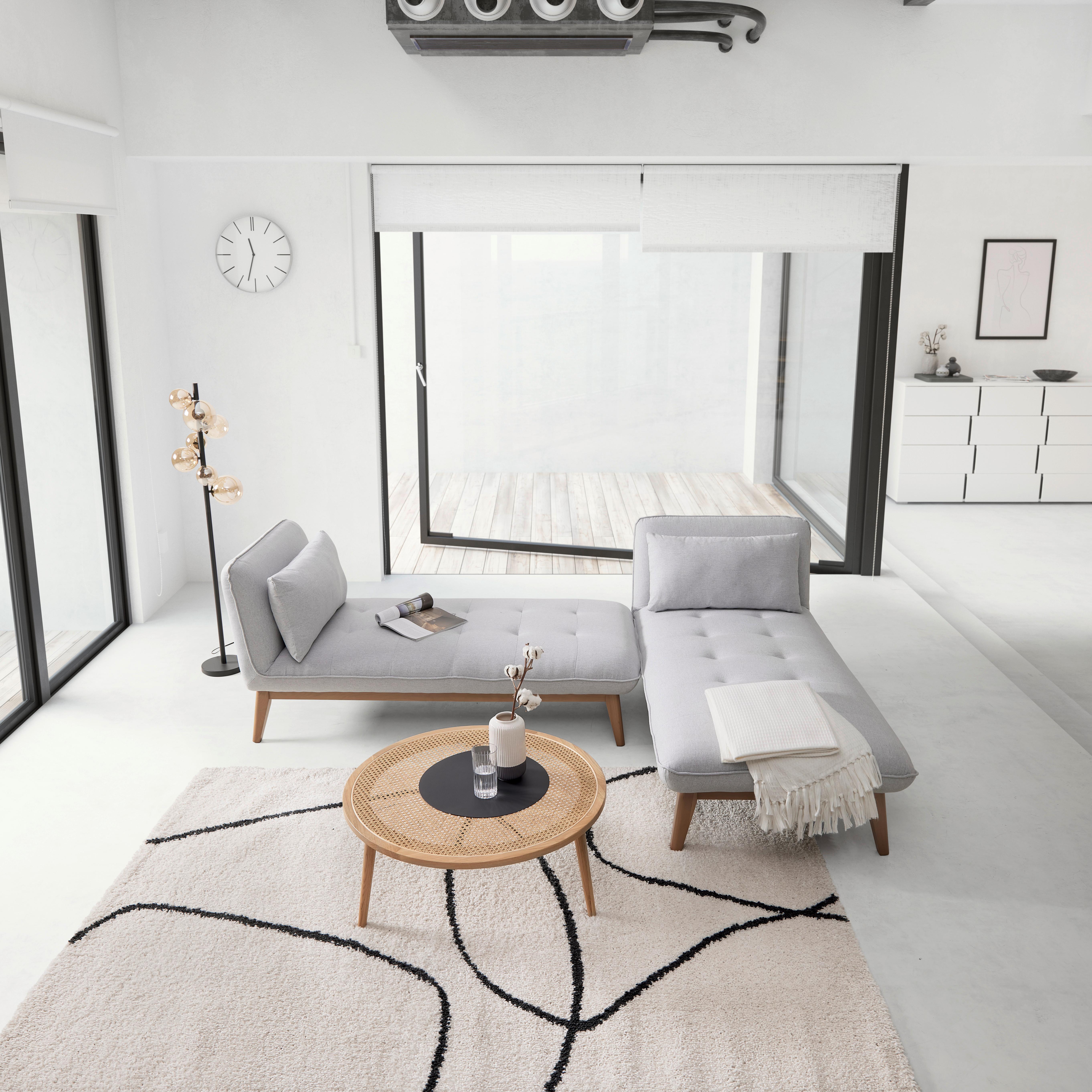 Relaxliege Liza Hellgrau Webstoff - Grau, MODERN, Holz/Textil (166/85/78cm) - Bessagi Home
