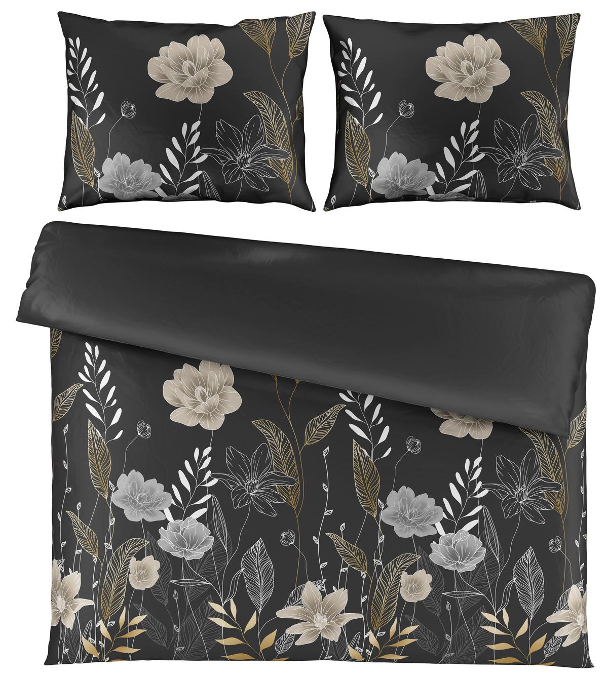 Bettwäsche Nala XXL Anthrazit ca. 200x220cm - Anthrazit, ROMANTIK / LANDHAUS, Textil (200/220cm) - Modern Living