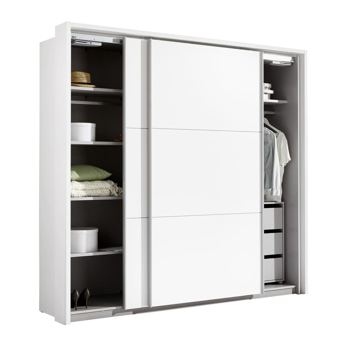 Omara Z Drsnimi Vrati Lausanne, Bela - bela/barve aluminija, Design, kovina/leseni material (270/210/61cm) - Carryhome