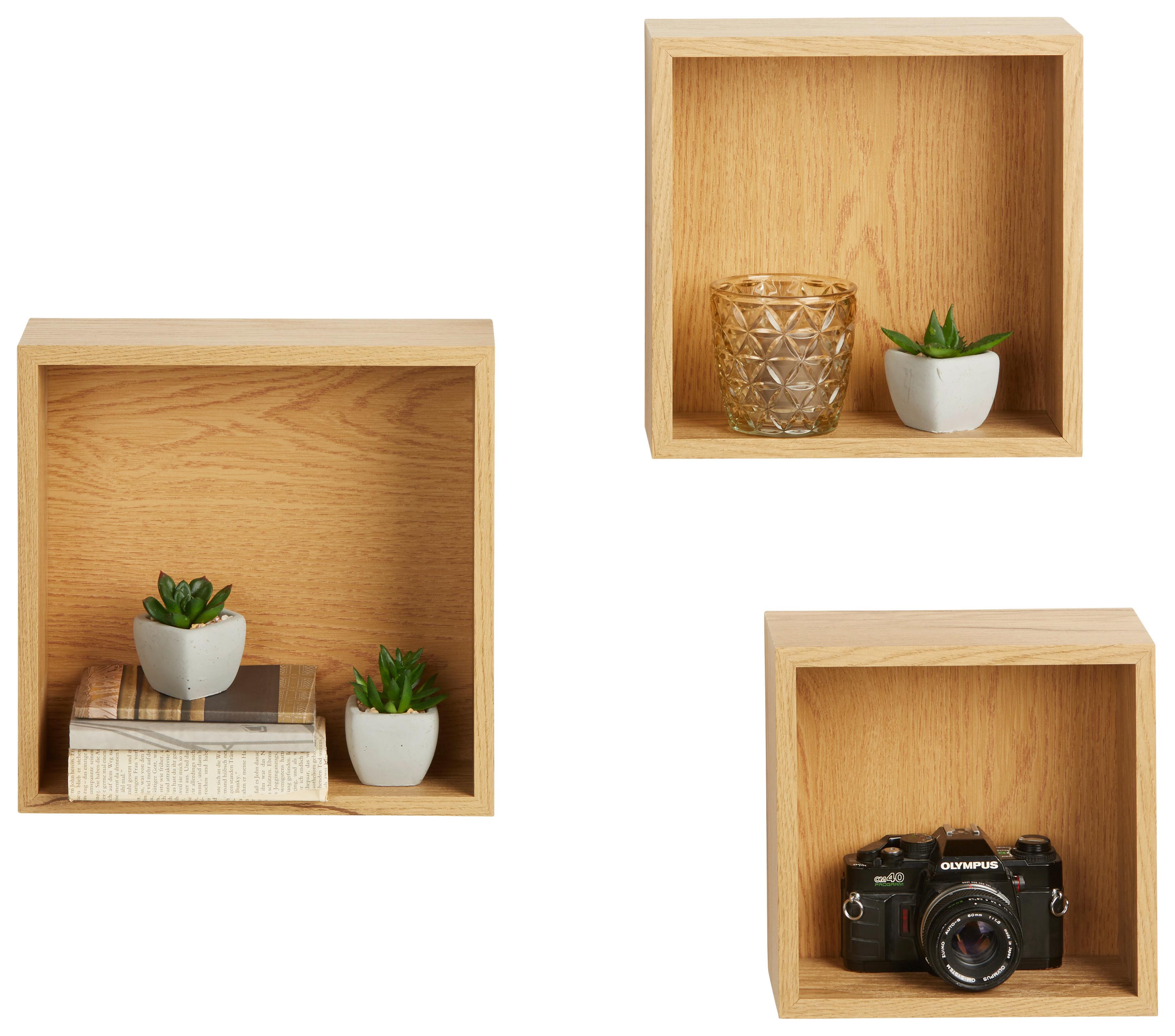 Set Stenskih Regalov Kalisi, 3-Delni Set, Barva Hrasta - barve hrasta, Moderno, leseni material - Mömax