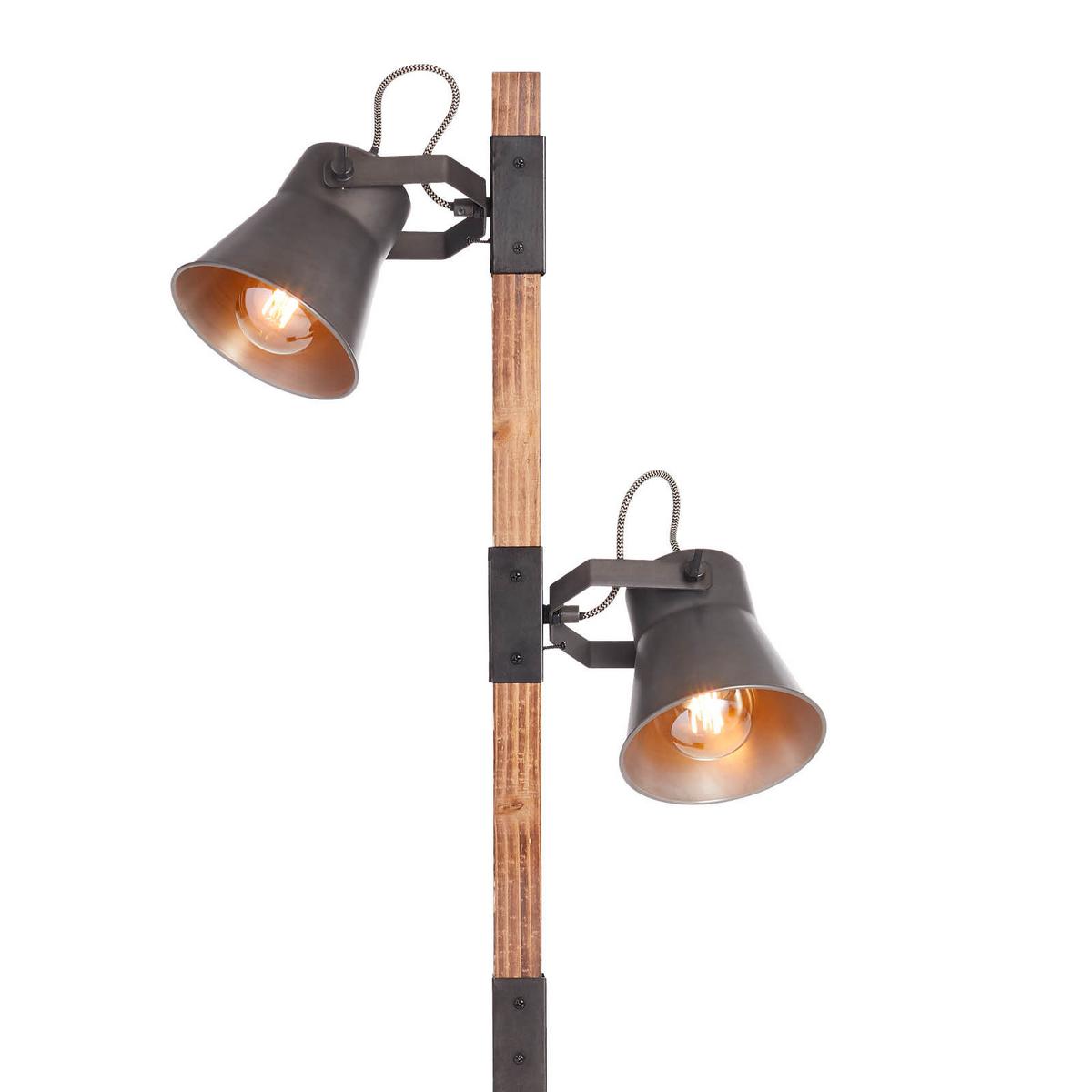 Stehleuchte Plow max. 10 Watt - Schwarz, Design, Holz/Metall (51/153,5cm) - Brilliant