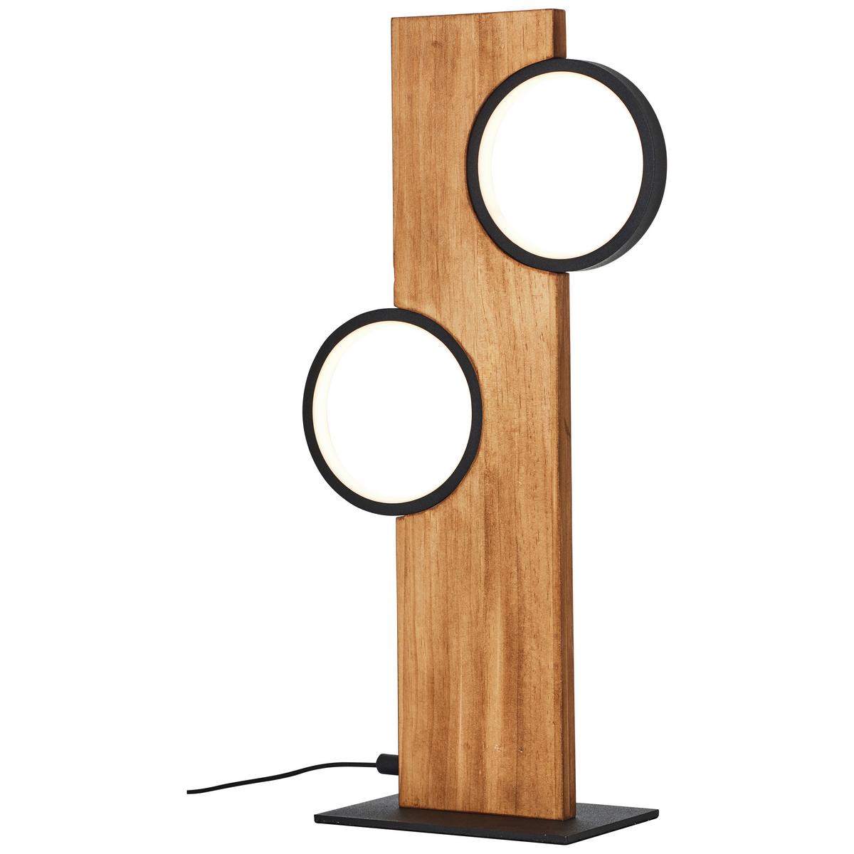 LED-Tischleuchte Cheesy Schwarz/Hellbraun max. 12 Watt - Hellbraun/Schwarz, Natur, Holz/Metall (50,4/25/12cm) - Brilliant