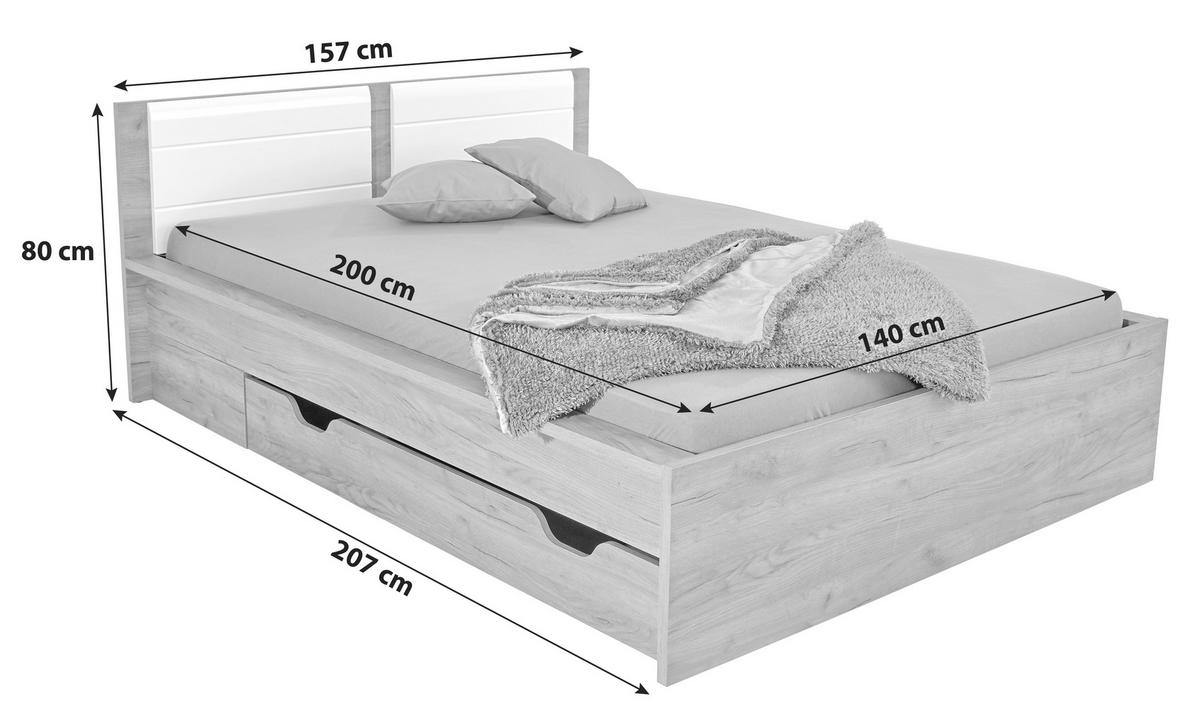 Pat Avensis New - alb/culoare lemn stejar, Konventionell, lemn (140/200cm) - Premium Living