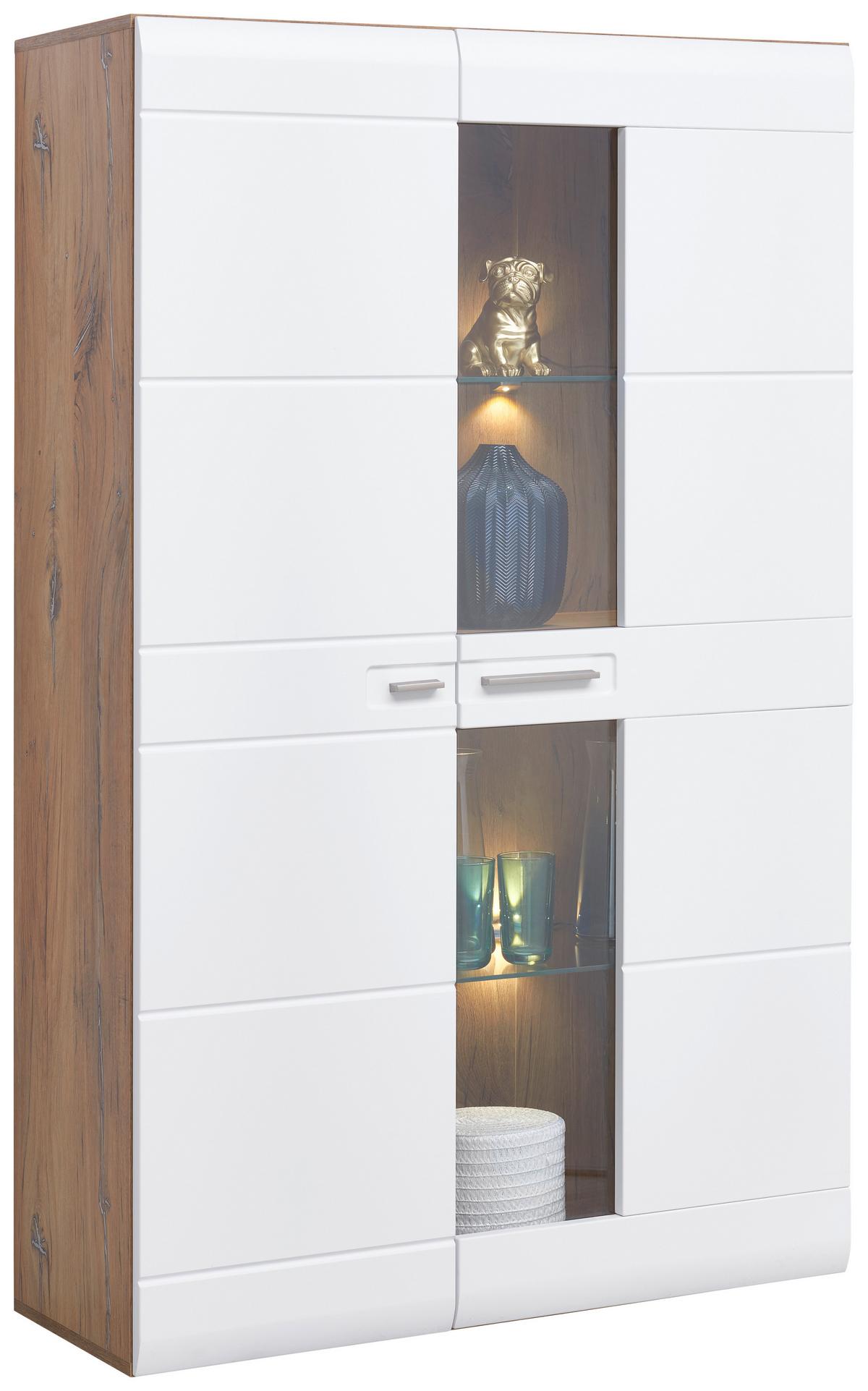 Vitrină AURIS - alb, Modern, sticlă/material pe bază de lemn (95/154,4/37,1cm) - Modern Living