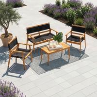 Kerti Garnitúra Enrica - akáciaszínű/fekete, Modern, műanyag/fa (120/84/70cm) - Bessagi Garden