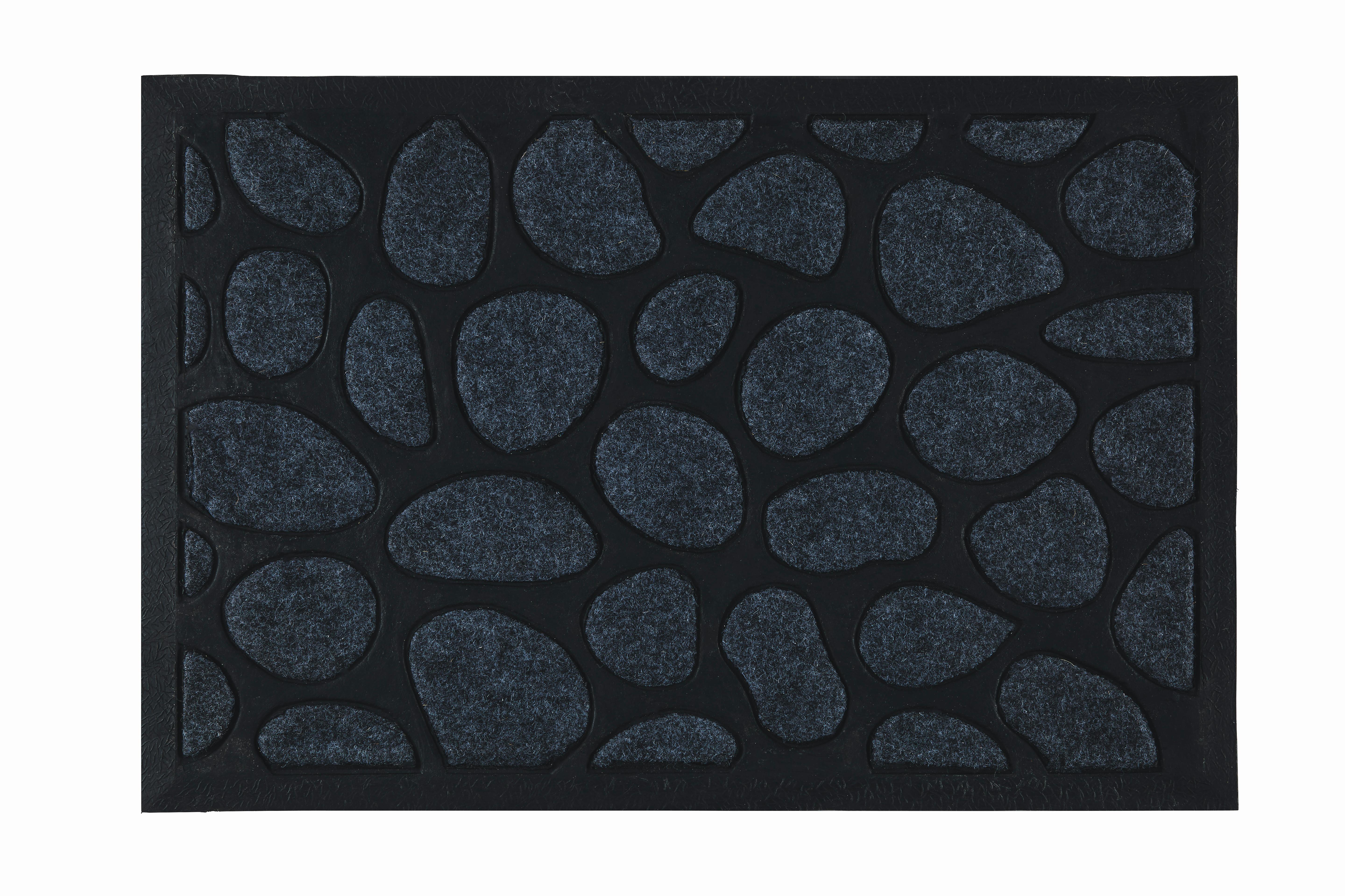 Fußmatte Stone in Schwarz ca. 40x60cm - Schwarz/Grau, Konventionell, Kunststoff/Textil (40/60cm) - Mömax