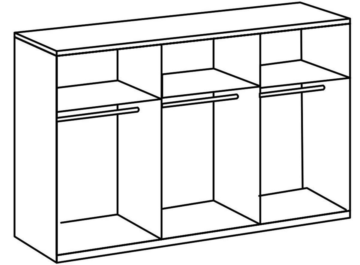 Ormar S Kliznim Vratima Level 36 D - boje hrasta/bijela visoki sjaj, Moderno, drvni materijal/metal (300/216/65cm) - Modern Living