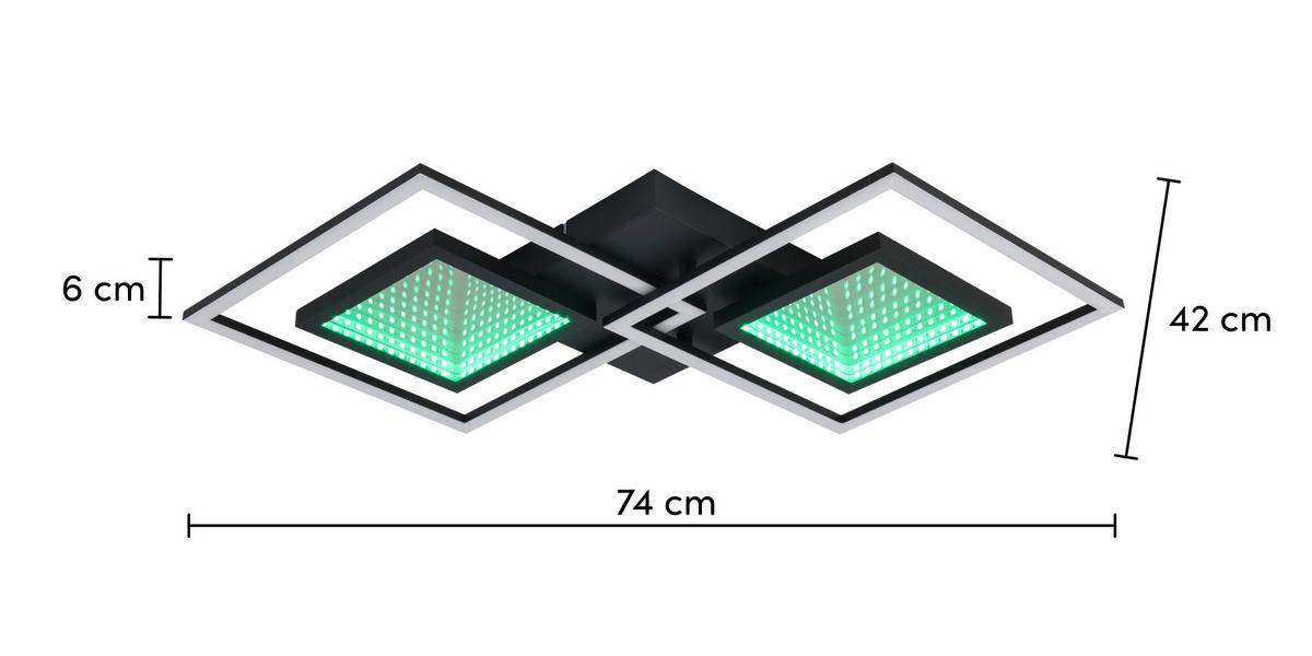 Stropna Led-svetilka Preceval - črna, kovina/umetna masa (41,8/75,3/6,7cm) - Premium Living