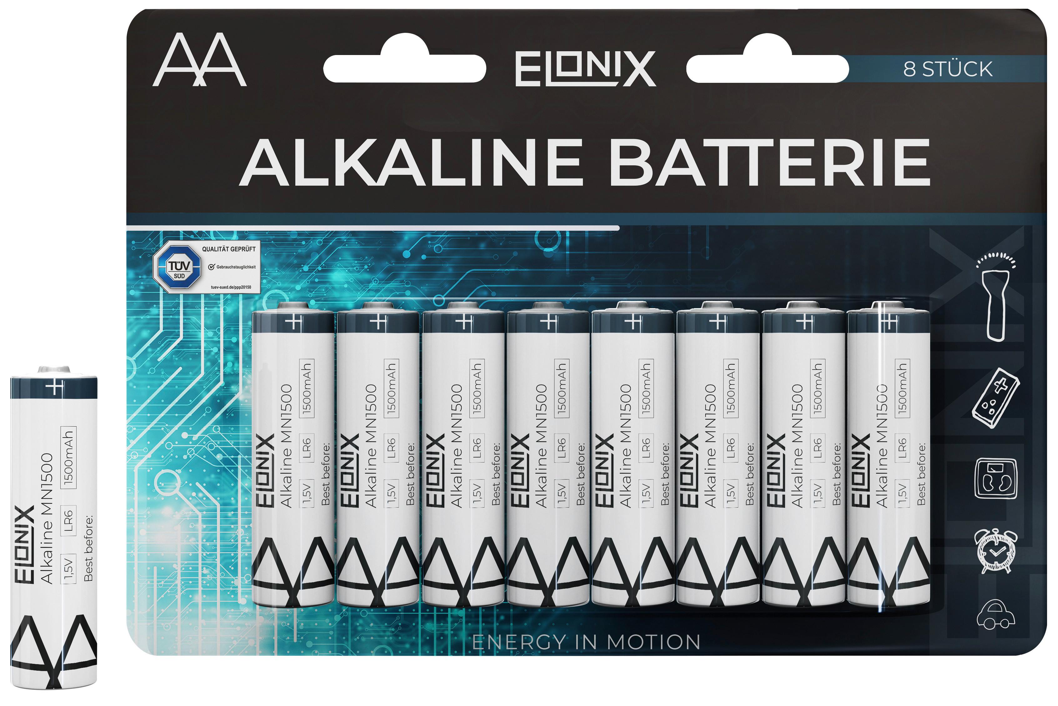 Batterie Alkaline LR6 AA 8er Packung - Blau/Schwarz, Basics (1,4/4,8cm)