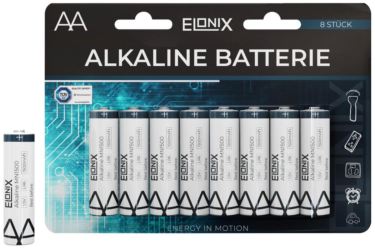 Batterie Alkaline LR6 AA 8er Packung - Blau/Schwarz, Basics (1,4/4,8cm)