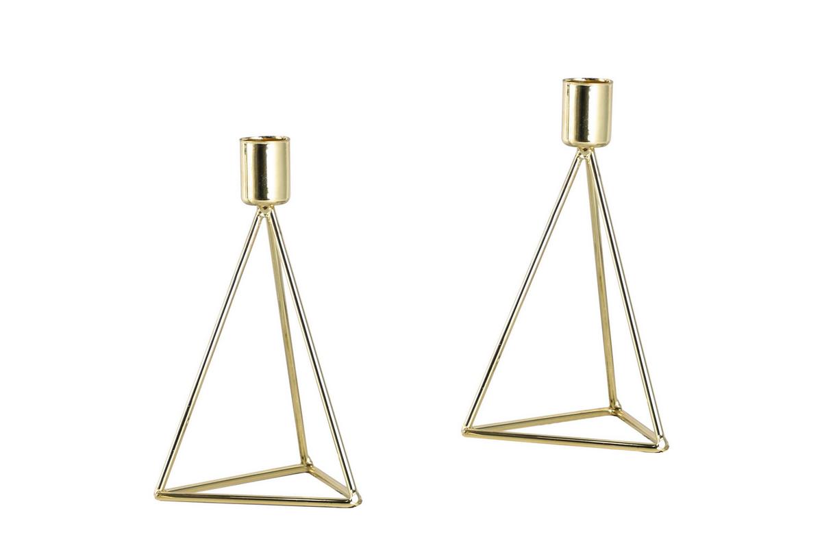 Kerzenhalter-Set Retro Design Goldfarben 2-teilig - Goldfarben, Basics, Metall (9,5/16,5cm) - Echtwerk