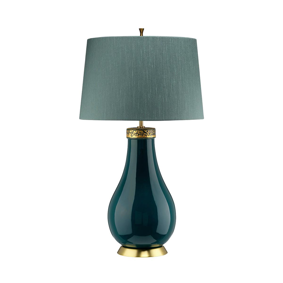 Stolna Svjetiljka Qn-Havering-Tl - boje mjeda/tirkizna, Konvencionalno, metal/tekstil (41/73.5cm) - Elstead Lighting