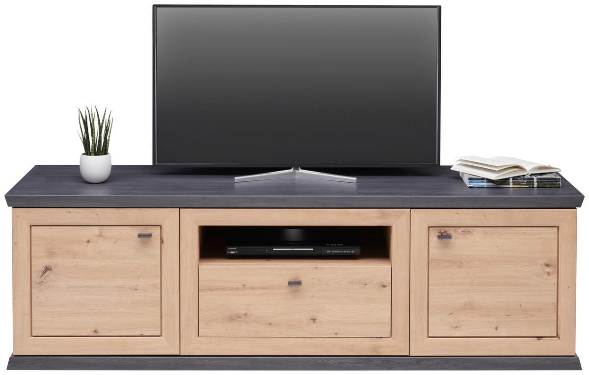 KOMODA NISKA BENTON - kolor dębowy/antracytowy, Lifestyle, materiał drewnopochodny/metal (180/55,6/50,1cm) - Xora