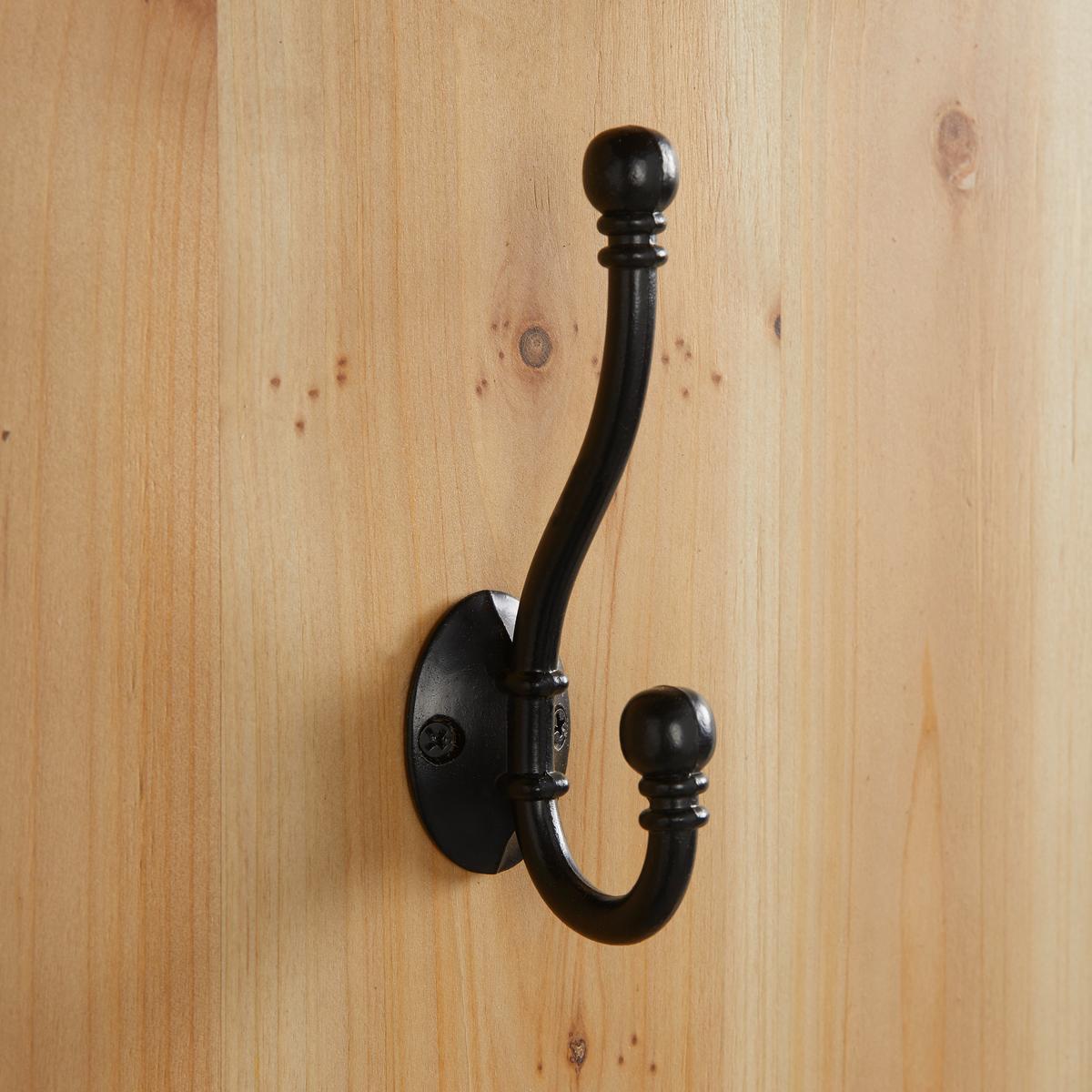 Garderobe "Vittoria" aus Tannenholz, massiv - Schwarz/Naturfarben, MODERN, Holz/Metall (67/100/27cm) - Bessagi Home