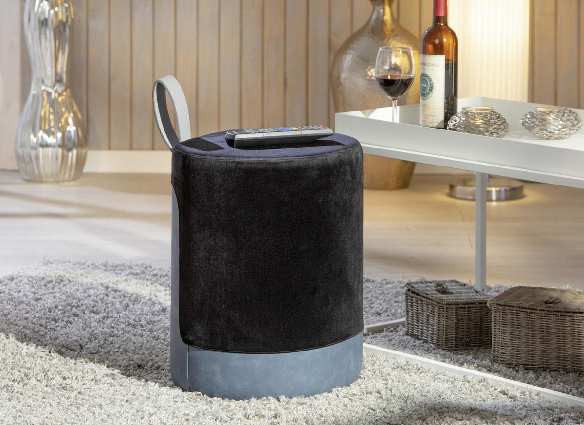 Hocker Osane ca. 38x43 cm Blau/Schwarz - Blau/Schwarz, KONVENTIONELL, Holzwerkstoff/Kunststoff (38/43/32,5cm) - MID.YOU