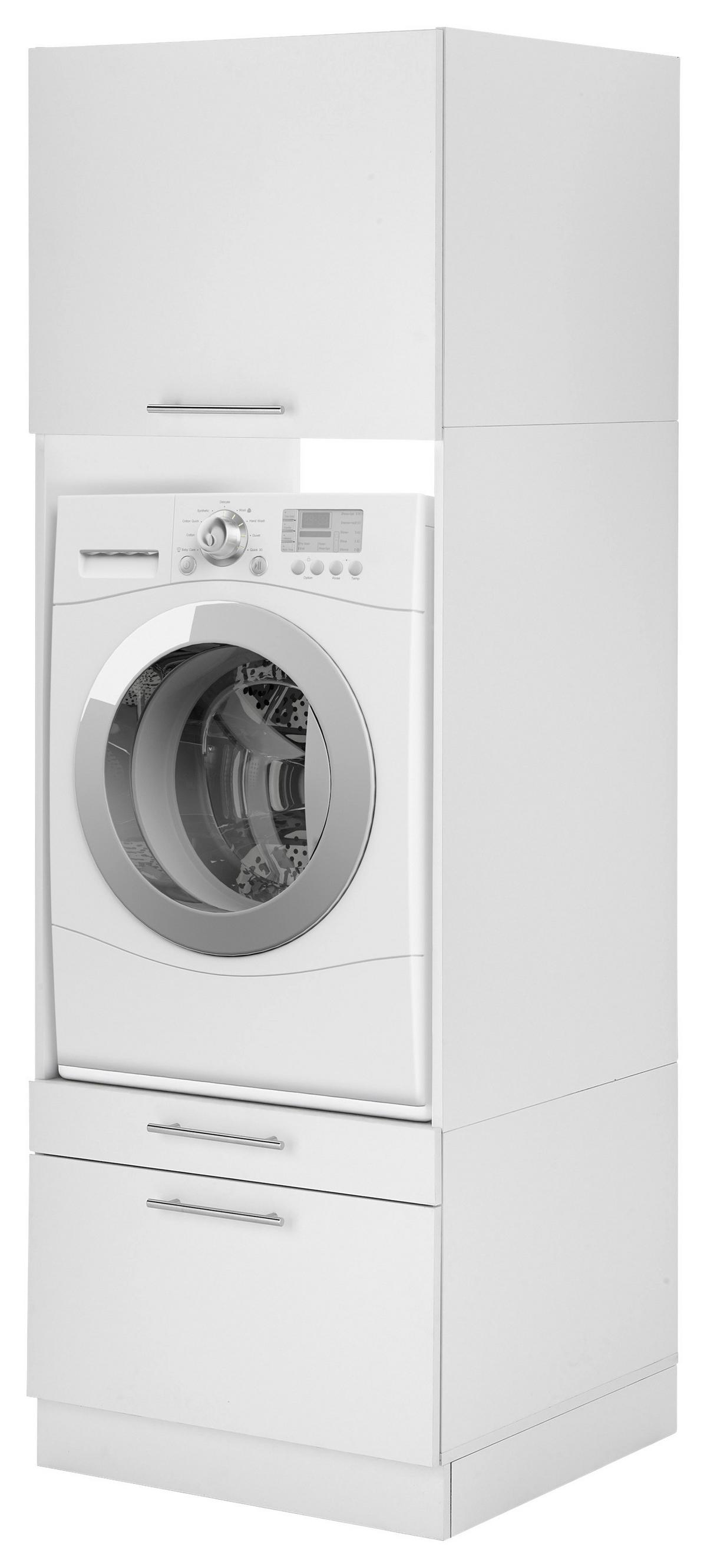 Waschmaschinenschrank Clara Weiß B: ca. 67,4 cm - Edelstahlfarben/Weiß, KONVENTIONELL, Holzwerkstoff/Metall (67,4/200/67,6cm) - Respekta