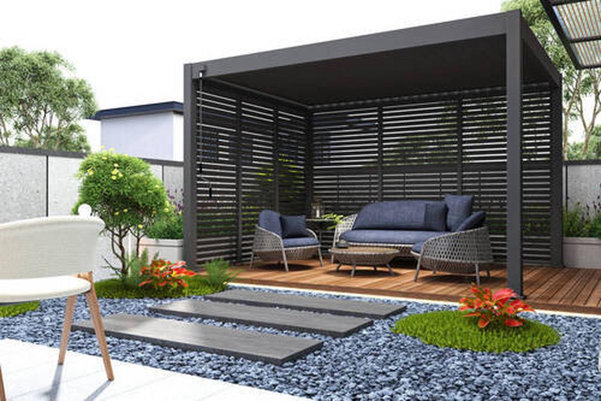 Pavillon-Seitenteil ca. 113x235 cm Anthrazit - Anthrazit, Basics, Metall (113/235/10cm) - Gardenson