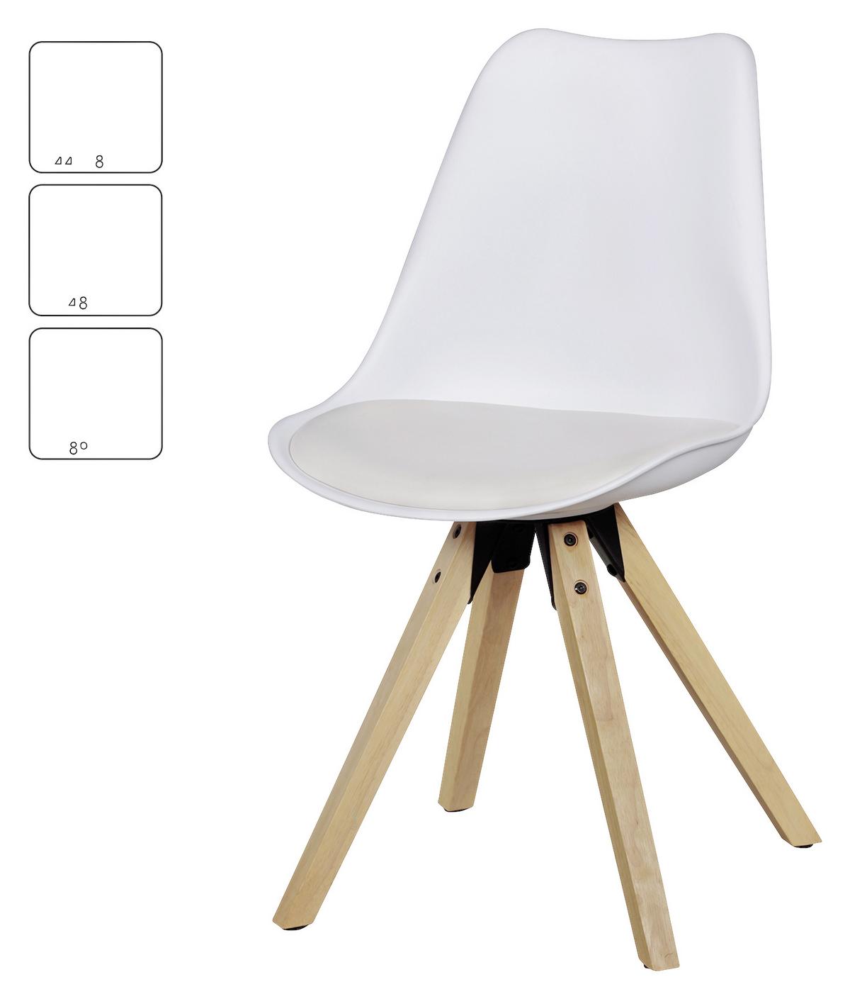 Stuhl - Set "WL5.024" , 2 - er Set , weiss - Eichefarben/Weiß, Design, Holz/Kunststoff (48/89/48cm) - MID.YOU