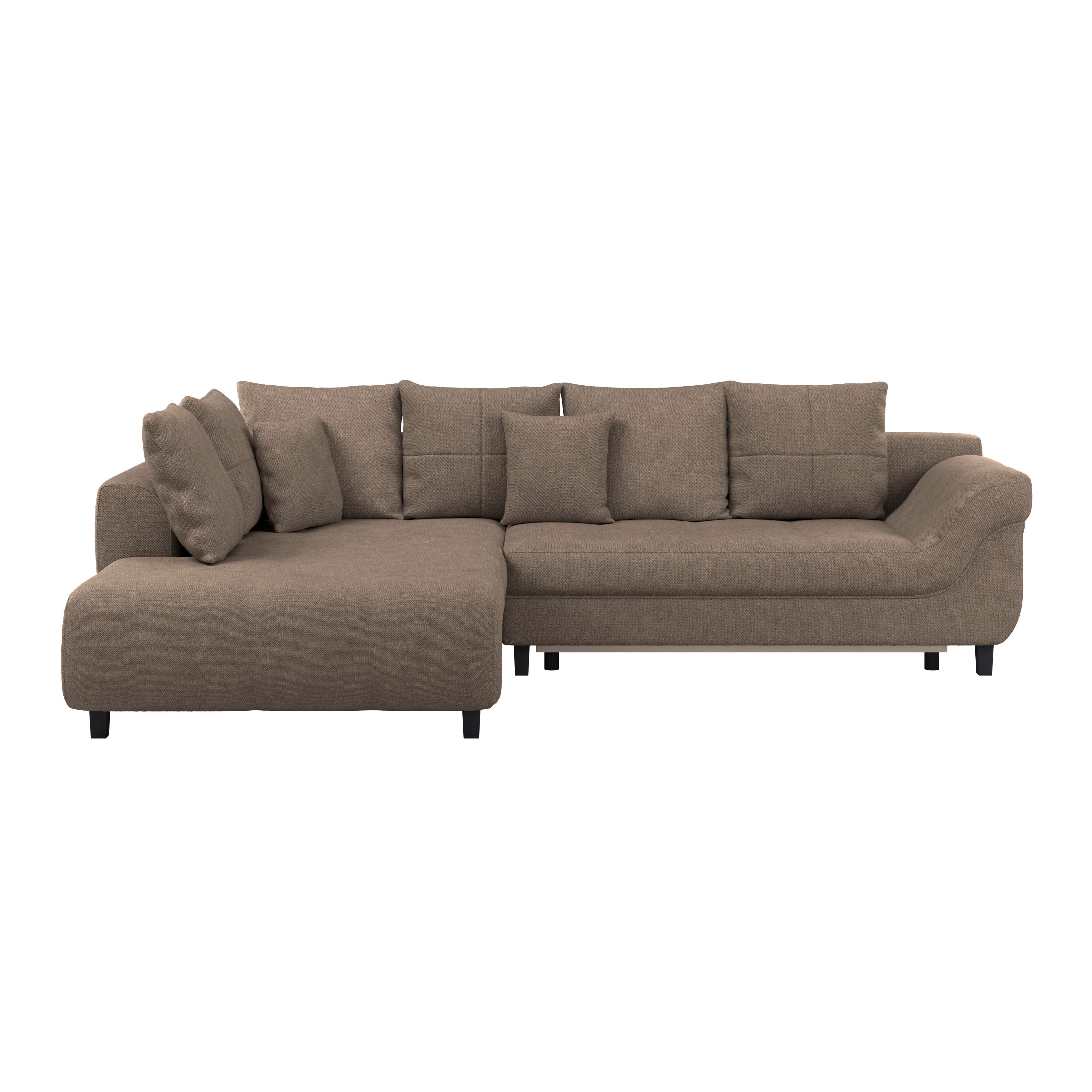 Kutna Garnitura Mendoza - smeđa/crna, Design, tekstil/drvo (197/309cm) - Modern Living