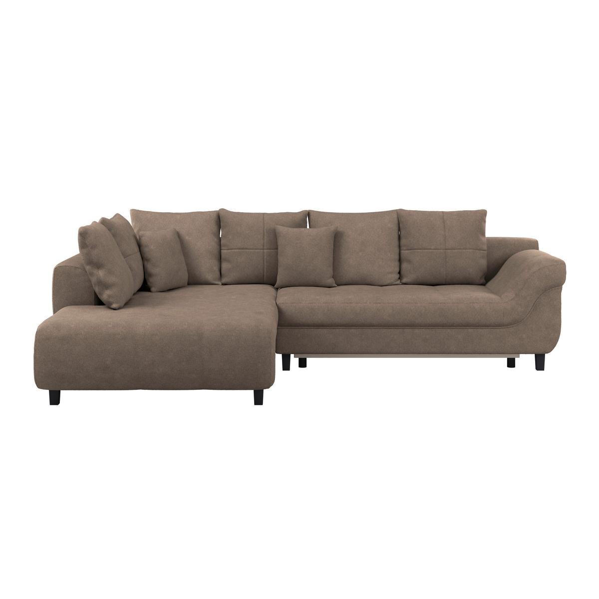 Kutna Garnitura Mendoza - smeđa/crna, Design, tekstil/drvo (197/309cm) - Modern Living