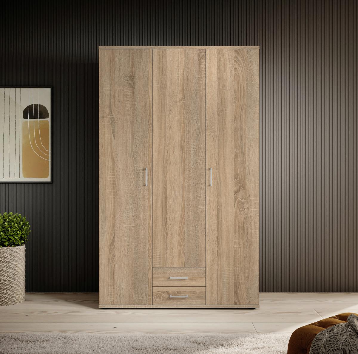 Drehtürenschrank Olli Sonoma Eiche - Alufarben/Sonoma Eiche, Basics, Glas/Holzwerkstoff (120/196/54cm) - Based