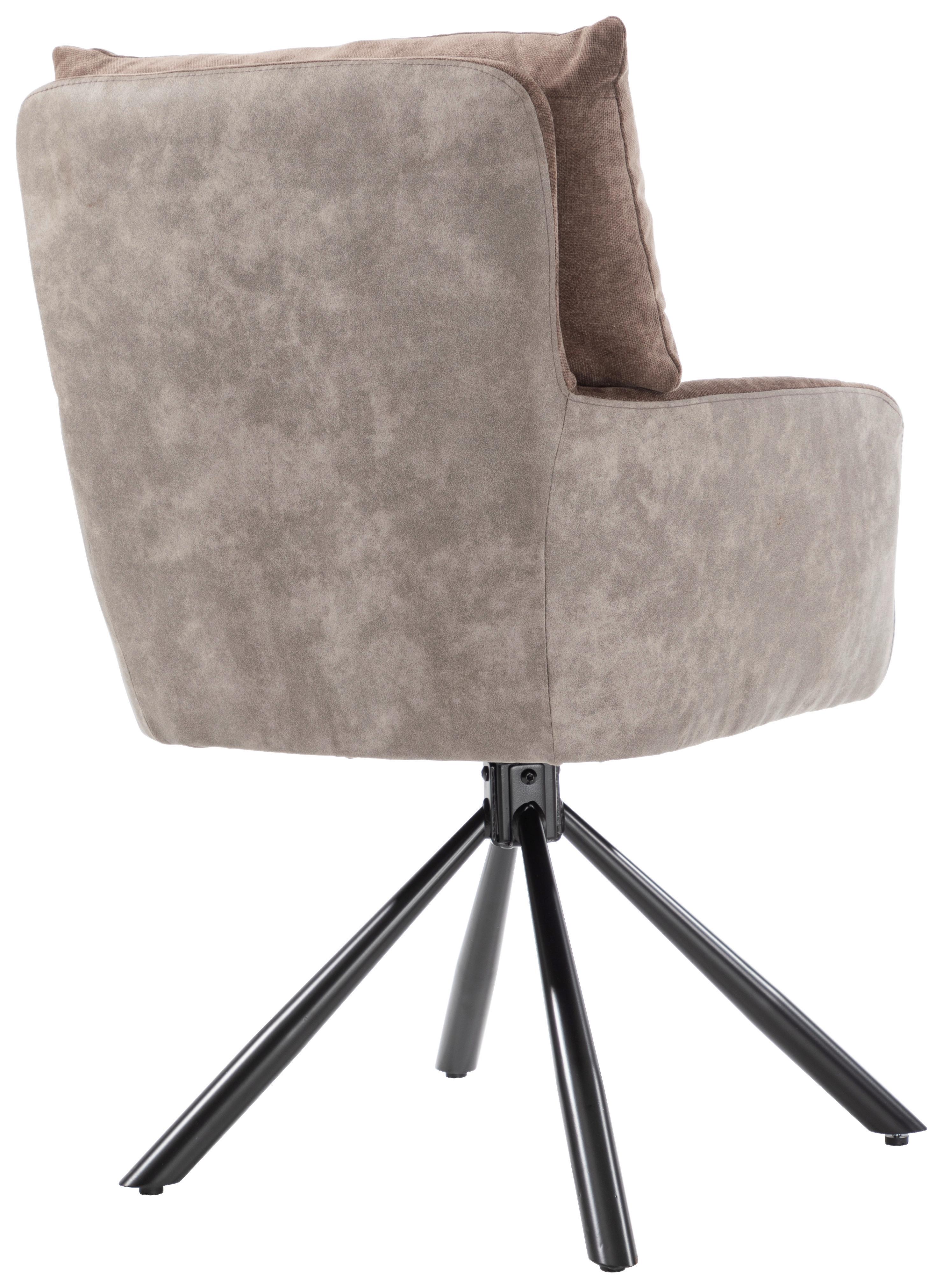 STOL MED ARMSTÖD SOPHIE - brun/svart, Modern, metall/textil (60/93/67cm) - Premium Living
