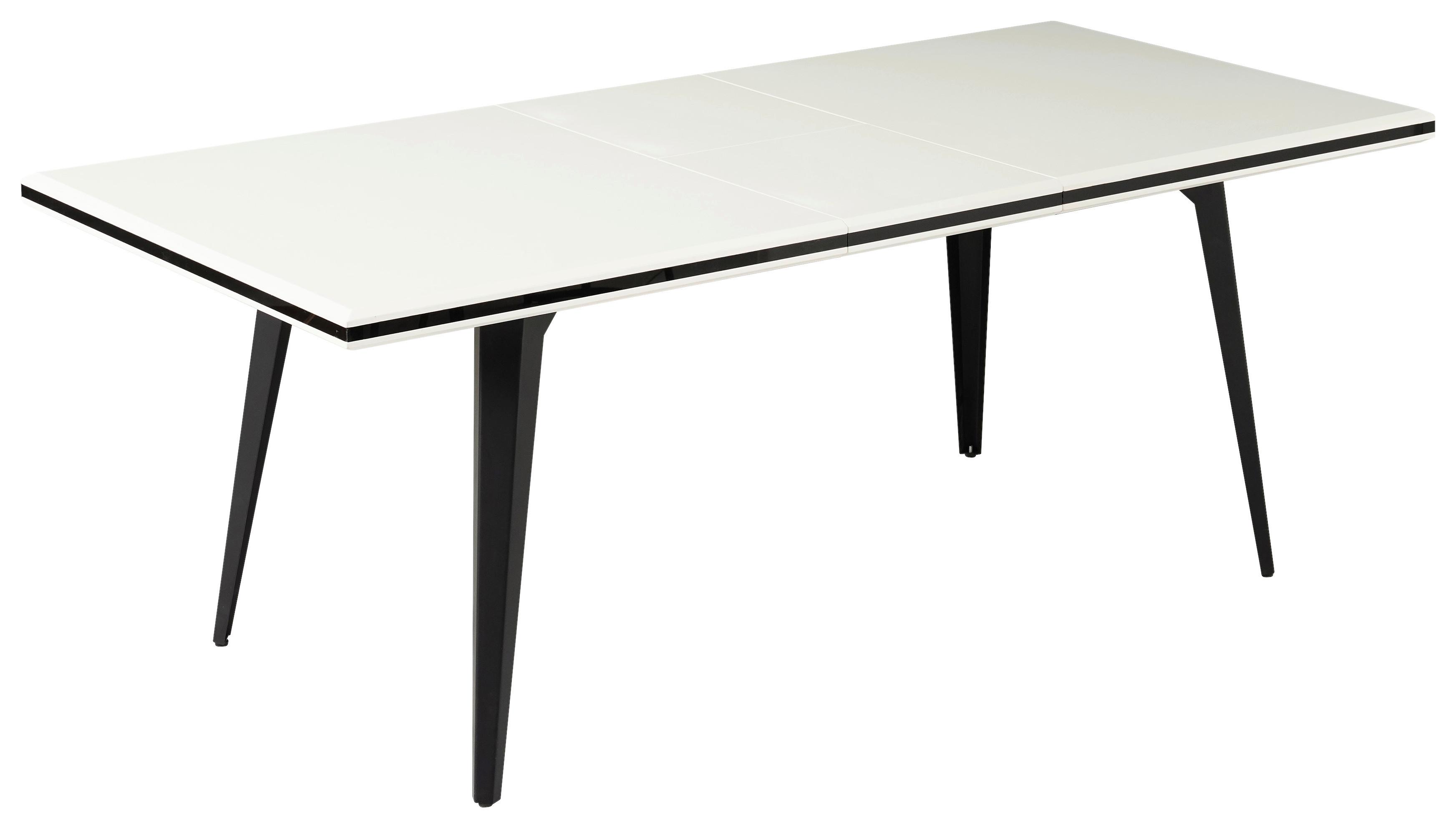 Raztegljiva Miza Kobe, Bela, 160-200x90 - črna/bela, Moderno, kovina/leseni material (160-200/76/90cm) - Modern Living