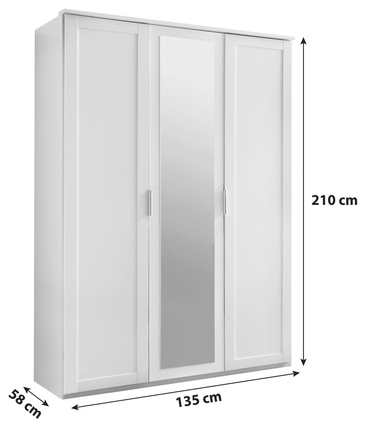 Ormar S Klasičnim Vratima Nadja - bijela/srebrne boje, Konvencionalno, staklo/drvni materijal (135/210/58cm) - Modern Living