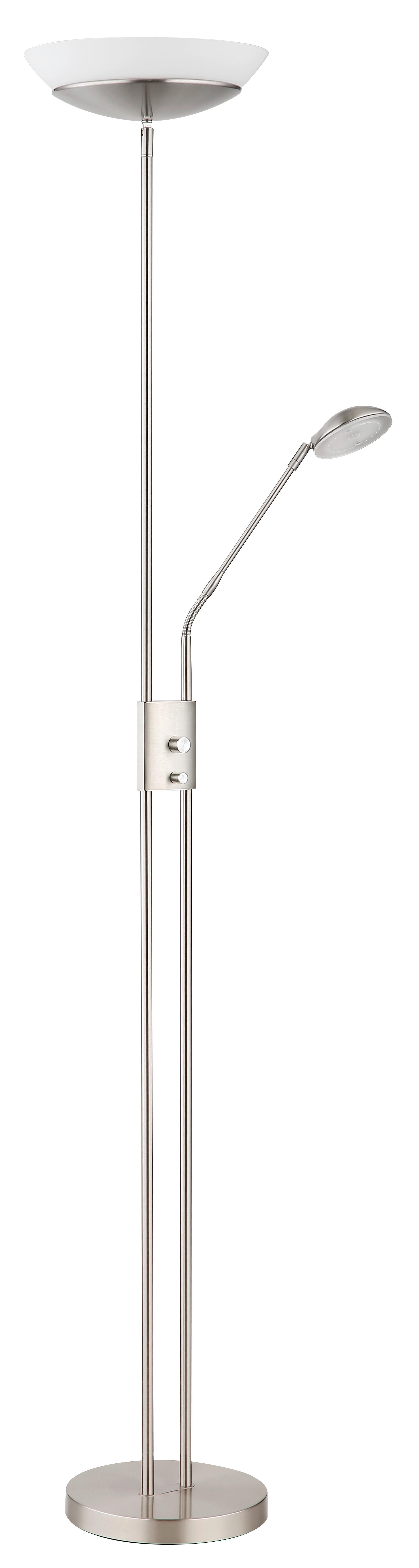 LED-Deckenfluter Ganina Nickelfarben max. 18,5 Watt - Opal/Nickelfarben, KONVENTIONELL, Glas/Kunststoff (29/180cm) - Globo