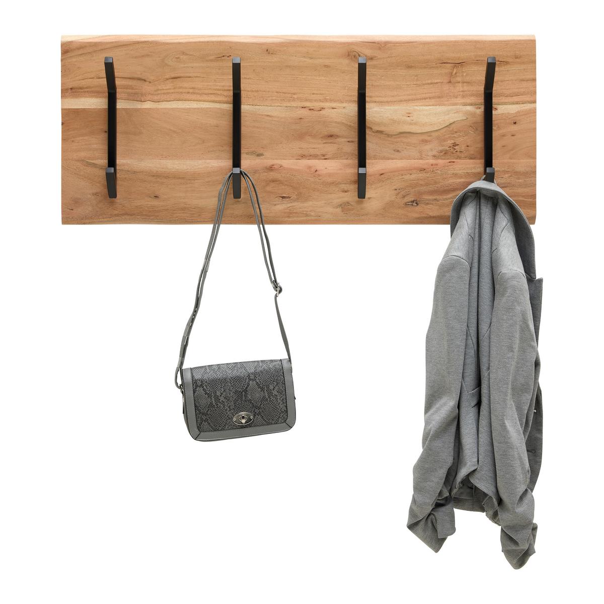 Wandgarderobe Rivera 4 Schwarz/Akaziefarben - Schwarz/Akaziefarben, KONVENTIONELL, Holz/Metall (90/36/12cm) - Mömax