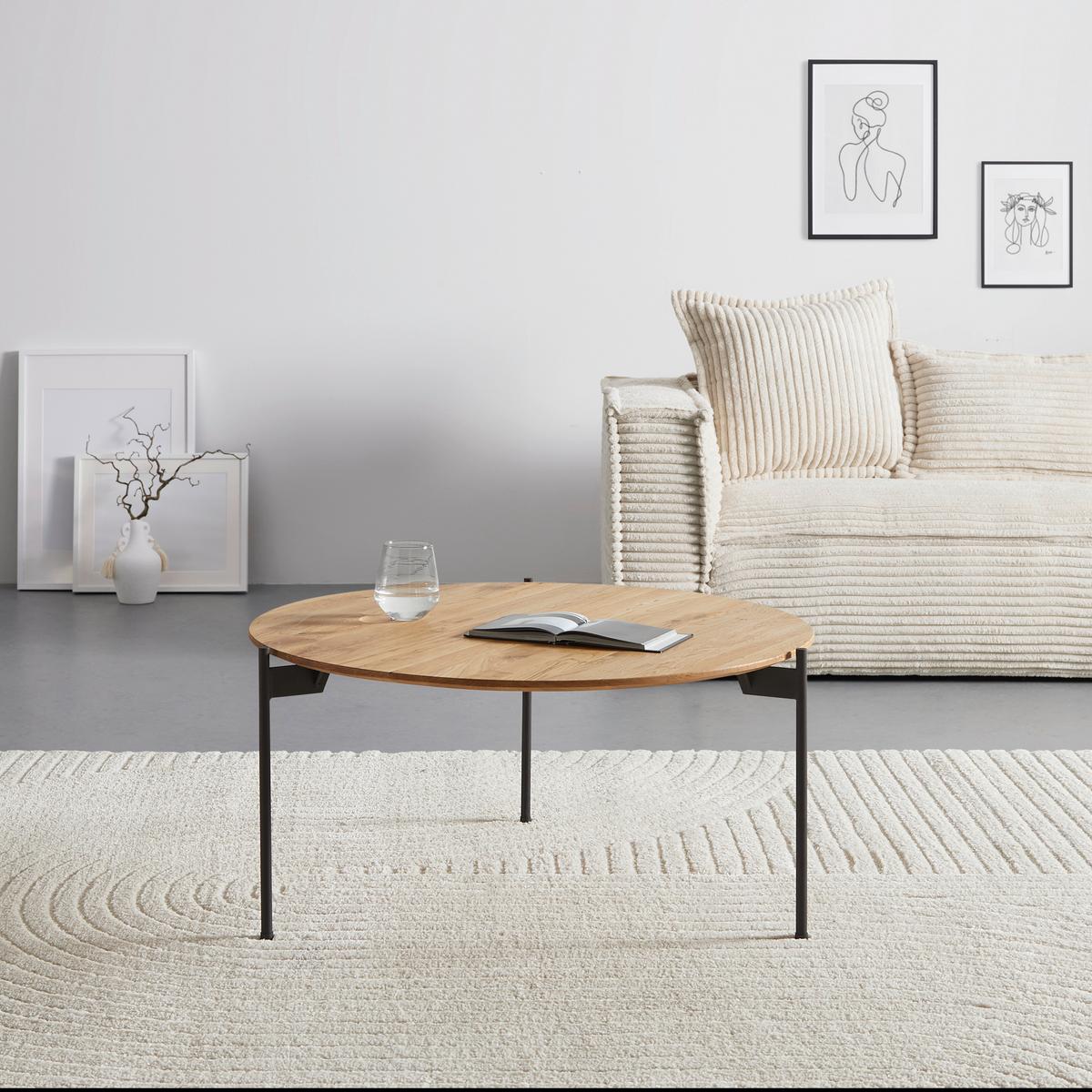 Couchtisch Assuan Schwarz/Eichefarben - Eichefarben/Schwarz, MODERN, Holz/Metall (74/74/38cm) - Zandiara