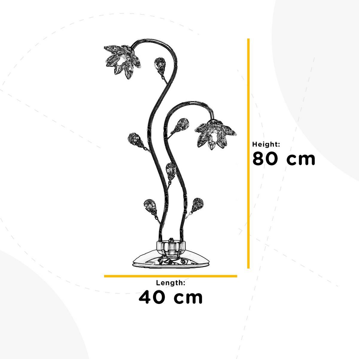Kristall-Tischleuchte Ninfea Chromfarben max. 3 Watt - Chromfarben, KONVENTIONELL, Glas/Metall (40/80cm)