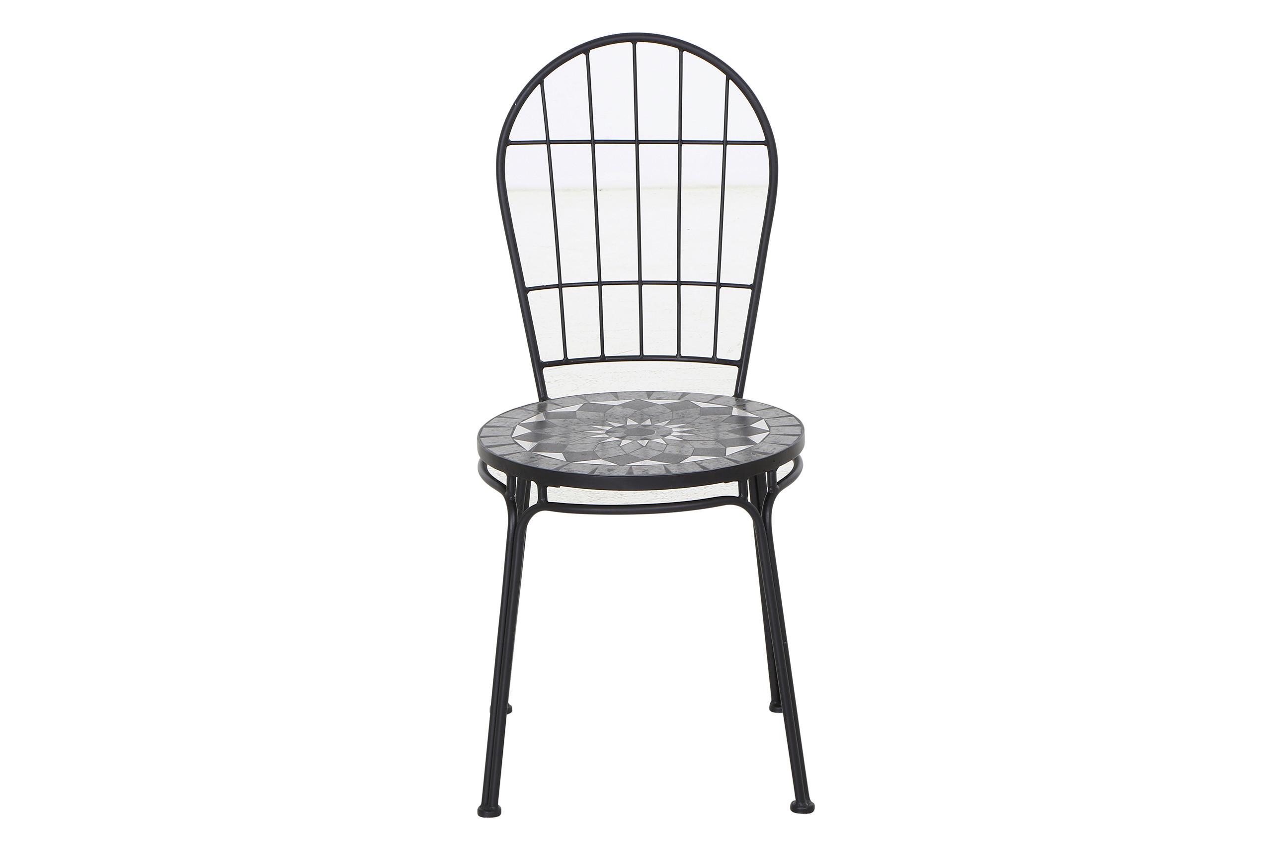 Stapelstuhl Mosaik ca. 43x93,5x49 cm - Schwarz, KONVENTIONELL, Keramik/Metall (43/93,5/49cm) - Siena Garden